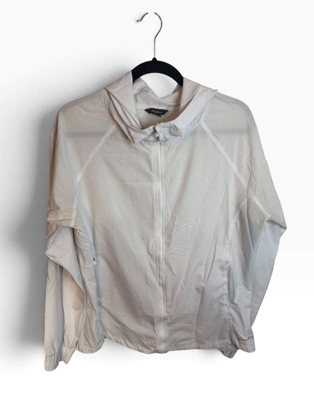 Eddie Bauer White Full Zip Hooded Windbreaker